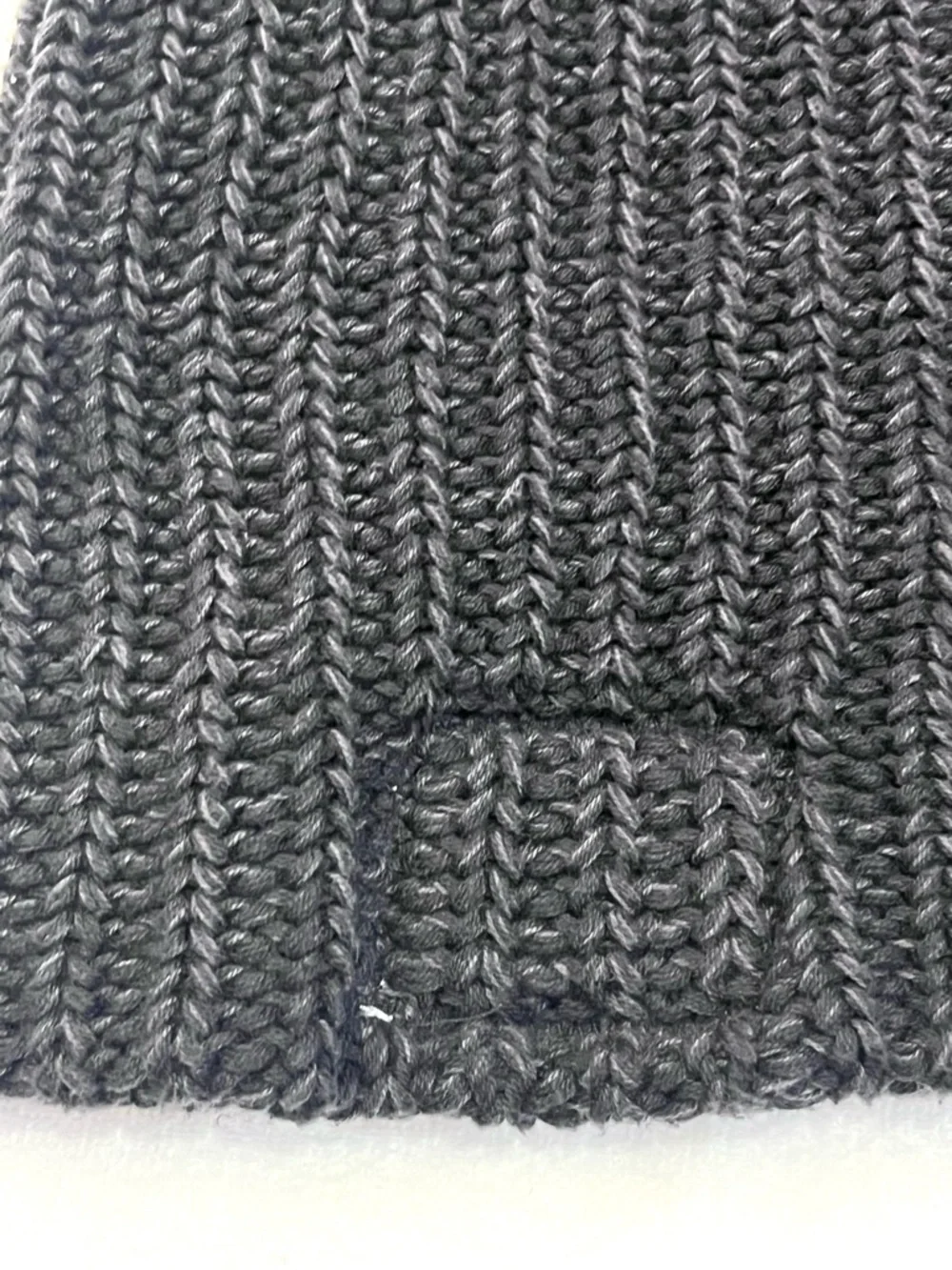 Love Your Melon 100% Cotton Dark Gray Ribbed Knit Beanie with Leather Patch